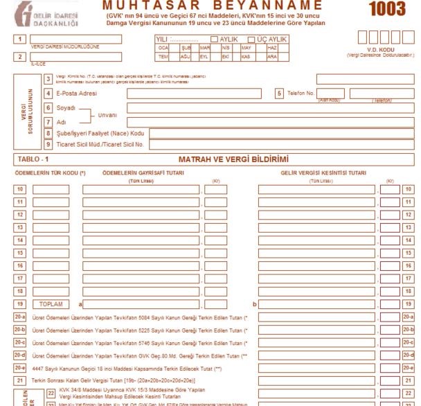 muhtasar beyanname