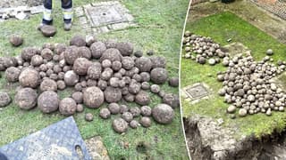 Belçika'da orta çağ dönemine ait yüzlerce taş gülle bulundu