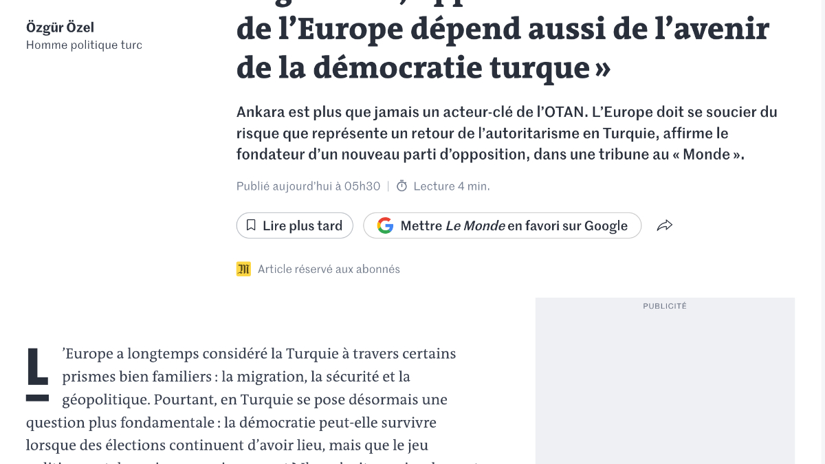 Özgür Özel'den Le Monde aracılığıyla Avrupa'ya demokrasi çağrısı